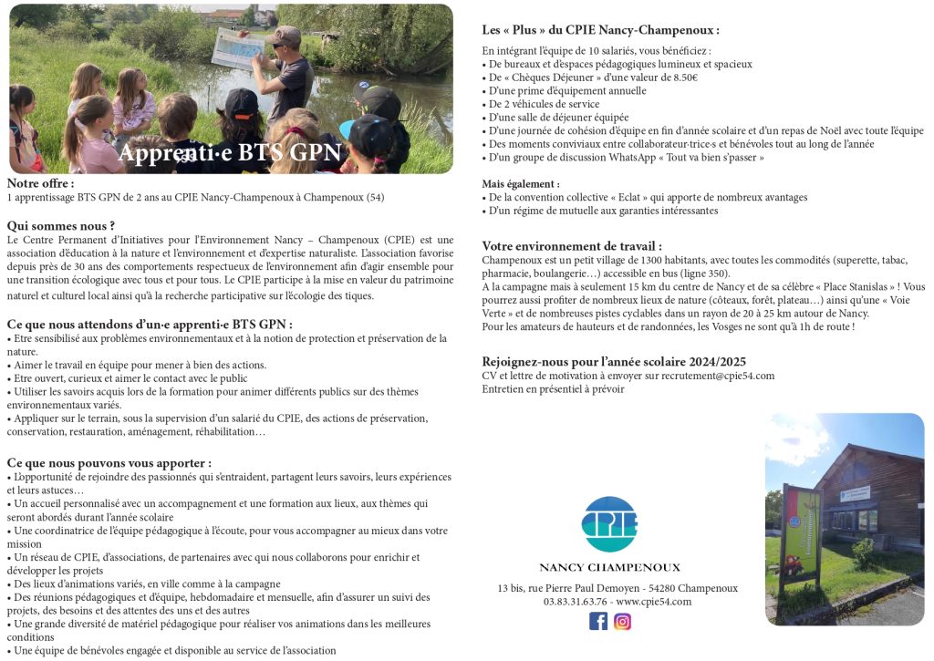 cpie nancy champenoux offre apprenti bts gpn